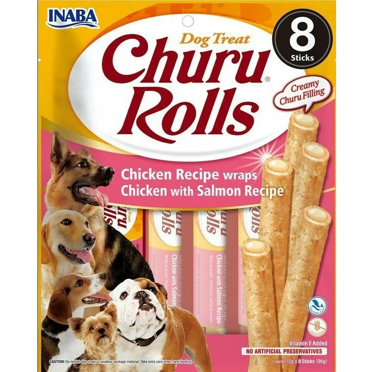 Snack per Cani Inaba Churu Rolls Chicken with salmon Pollo Salmone Pesce 8 x 12 g