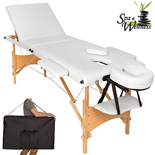 Lettino Massaggi Portatile in Legno 3 Zone Fisioterapia Estetista SPA Bianco (1)