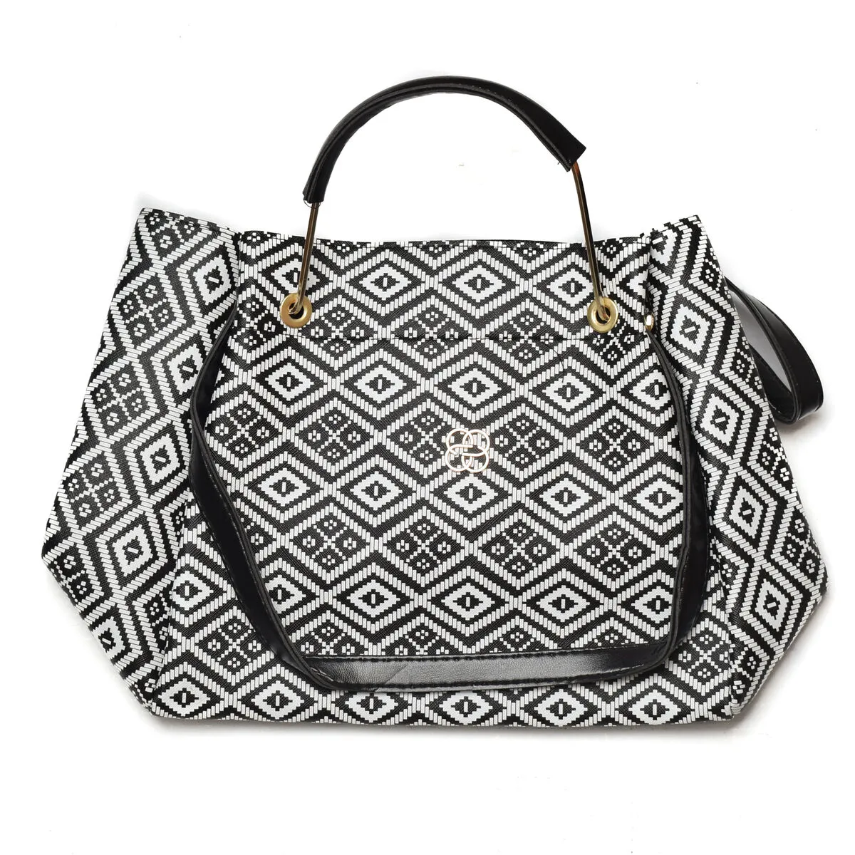 Borsa Donna Madamra 128-SIYAH-BEYAZ Bianco (30 x 26 x 12 cm)