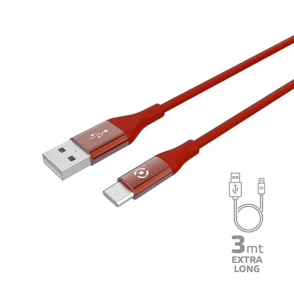 USB-A TO USB-C 15W CABLE 3MT RED