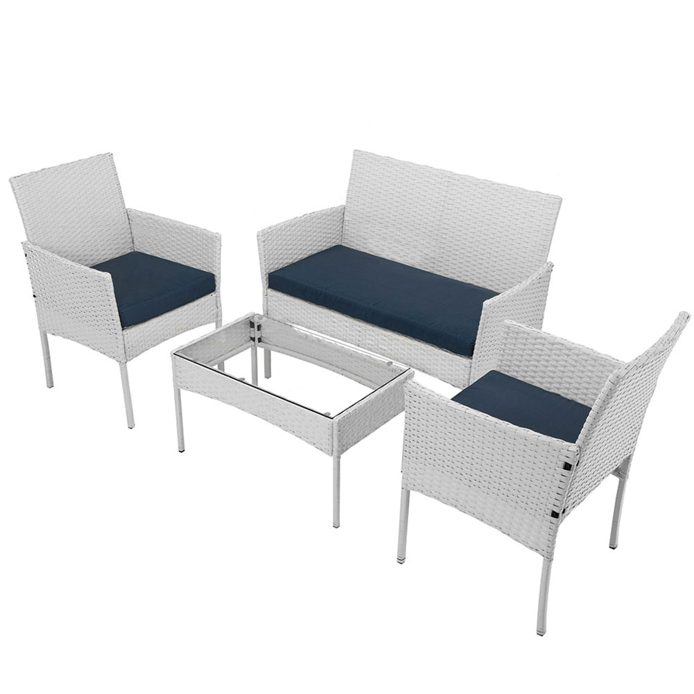 Set Salotto Completo Divano Poltrone Tavolino Poly Rattan Arredo Giardino Bianco (1)