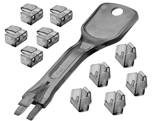 BLOCCA PORTE RJ45 10 PEZZI 1 CHIAVE