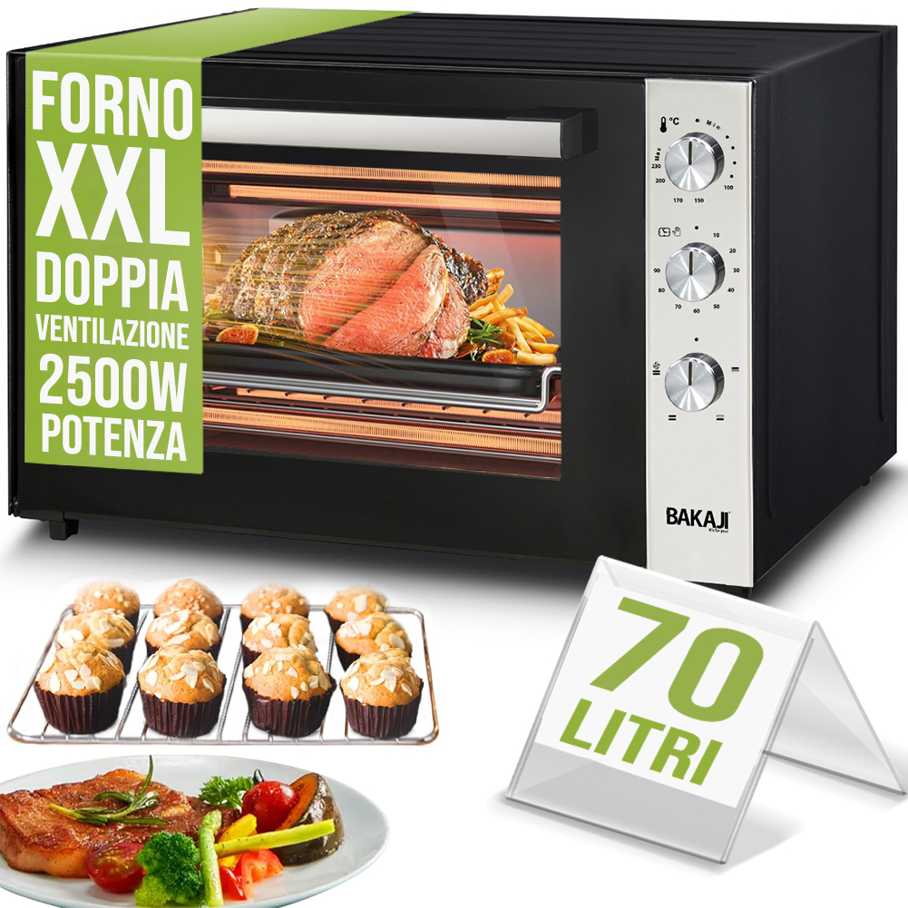 Forno Elettrico XXL 70 Litri 2500 W Fornetto Ventilato Timer e Segnale Acustico (1)