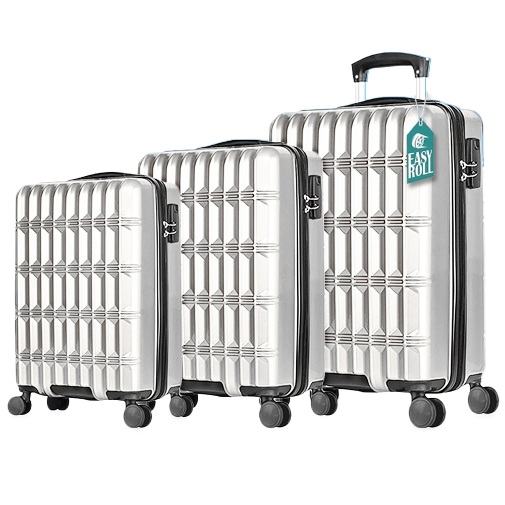 Set 3 Valigie Rigide Norvegia Ruote Easy Roll Trolley Bagaglio Viaggio Bianco (1)