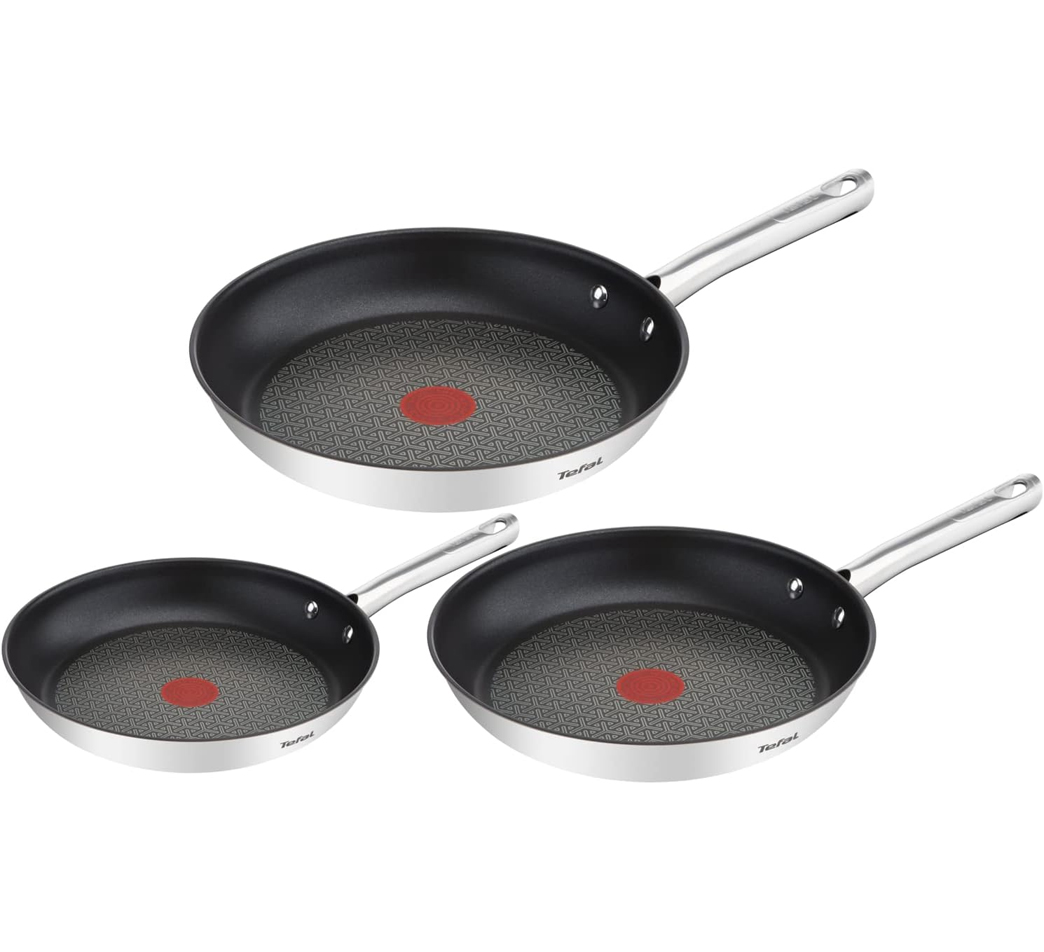 TEFAL Duetto Set 3 Padelle 20-24-28 cm in Acciaio Inox per Tutti i Piani Cottura (1)