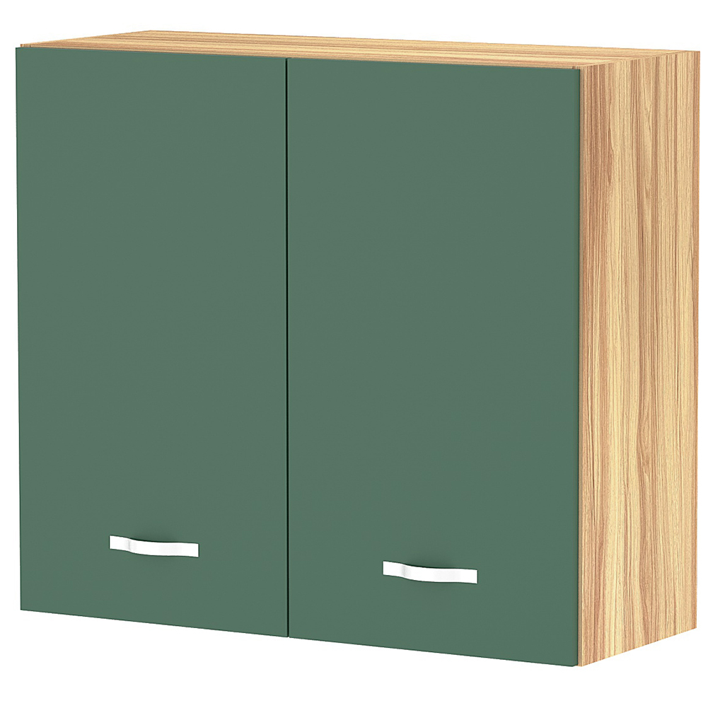 Pensile da Cucina Armadio Sospeso da Parete Doppia Anta in Legno Colore Verde (1)