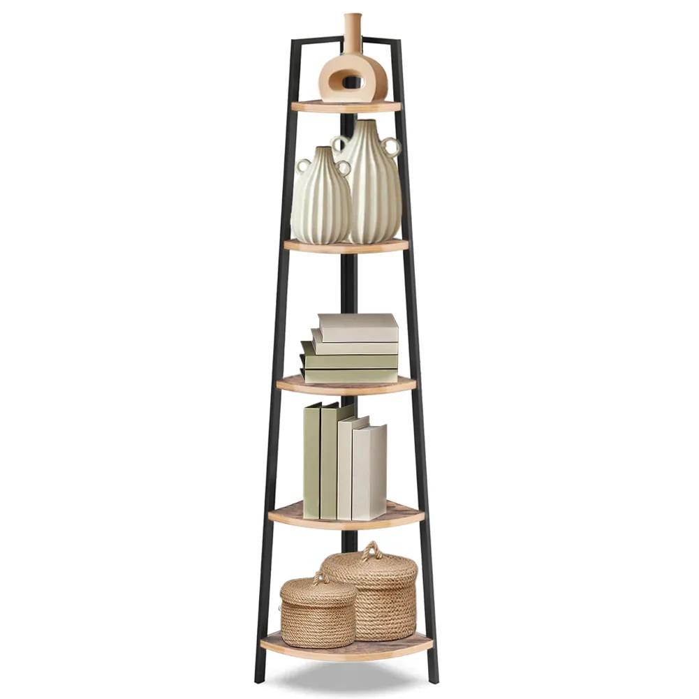 Scaffale Angolare 5 Livelli Industrial Libreria Unità di Mensole  34x34x163 cm (1)