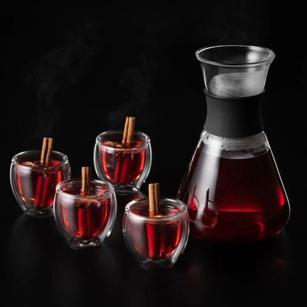 Set Regalo Decanter Vino in Vetro Con 4 Bicchieri A Doppia Parete (1)