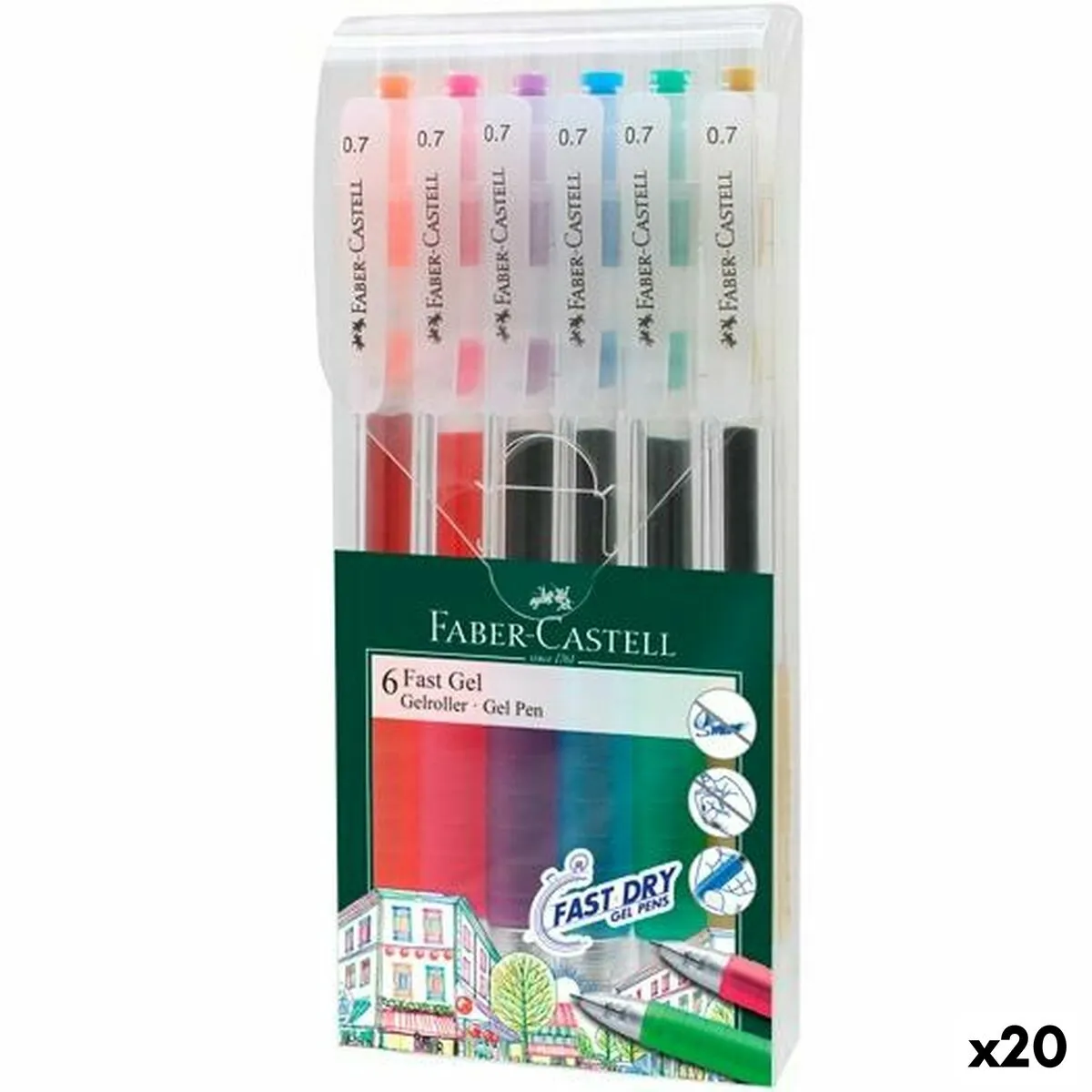 Set di Penne Faber-Castell Roller Fast Multicolore 0,4 mm 6 Pezzi (20 Unità)