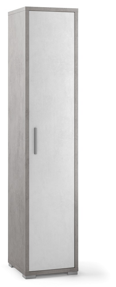 MOBILE COLONNA 1 ANTA H182 L38 P41 cm STRUTTURA CEMENTO FRONTALE BIANCO SARMOG Db364k (1)