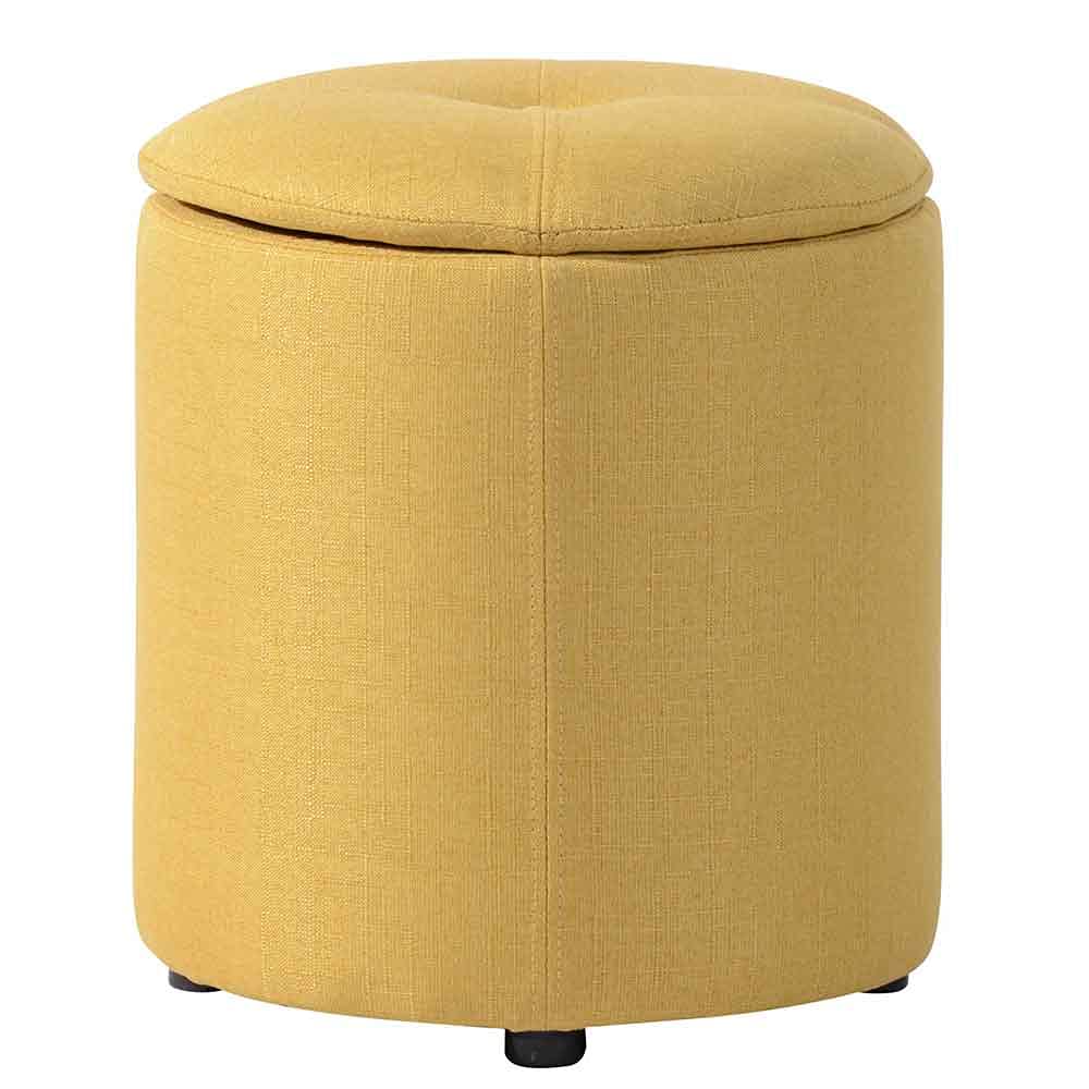 Pouf Contenitore Sgabello Cassapanca Poggiapiedi Tessuto Giallo 40x36cm Moderno (1)