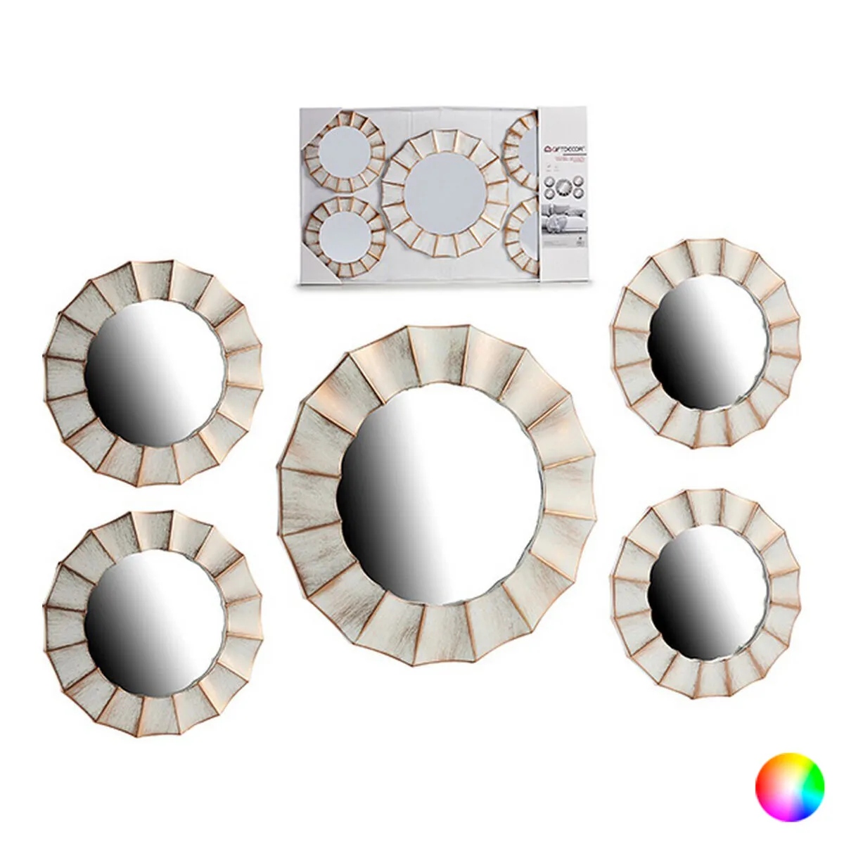 Set di Specchi Bianco Nero Dorato Argentato Cristallo Plastica