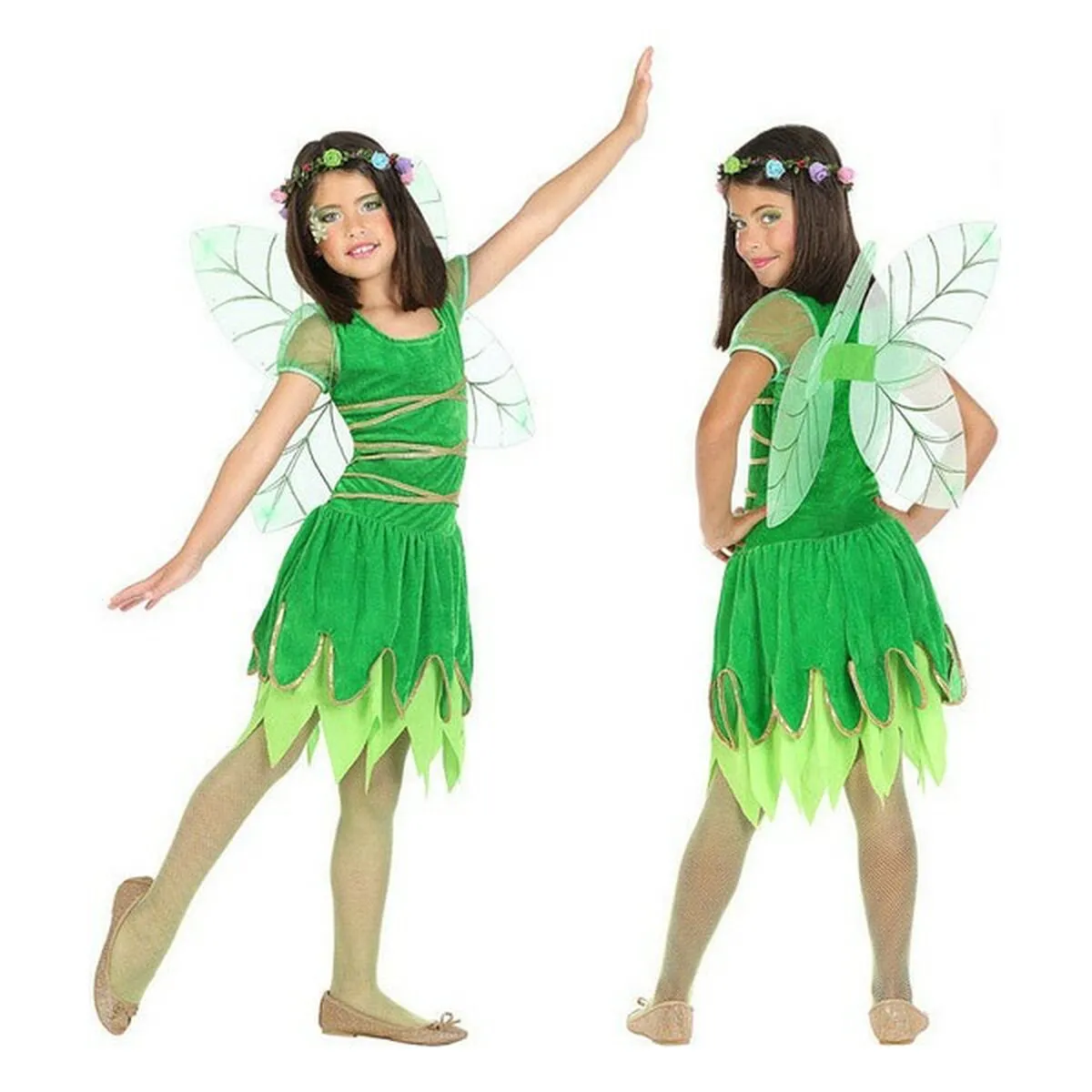 Costume per Bambini Verde Fata di Primavera (2 Unità) (2 pcs)