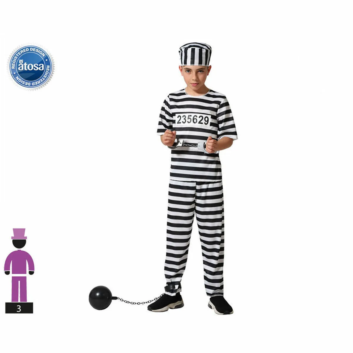 Costume per Bambini Carcerato Multicolore