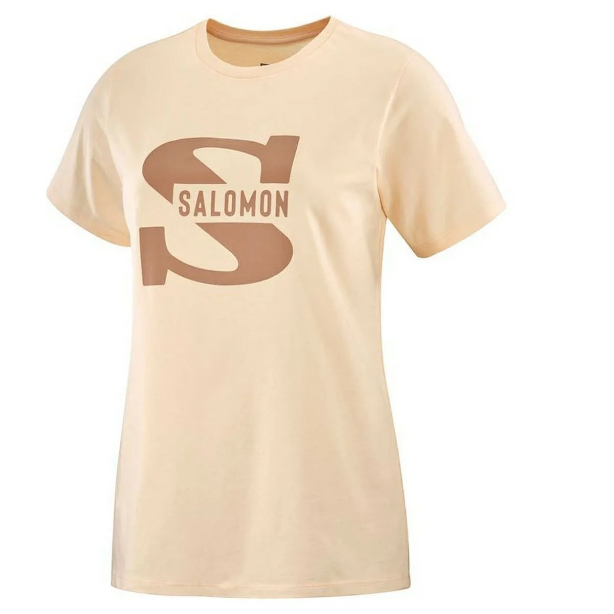 Maglia a Maniche Corte Uomo Salomon Big Logo Nude Beige Marrone