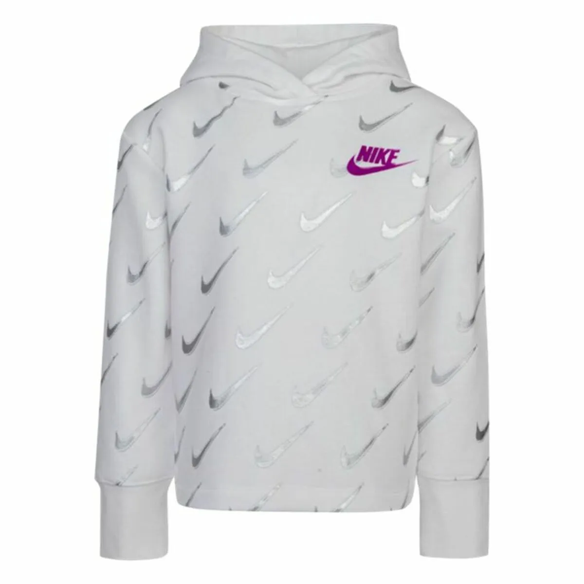 Felpa per Bambini Nike Printed Fleeced Bianco