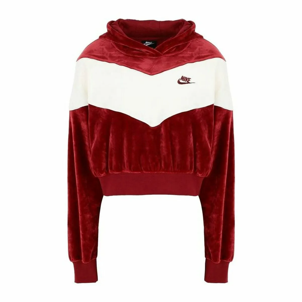 Felpa con Cappuccio Donna Nike Sportswear Heritage Rosso Scuro