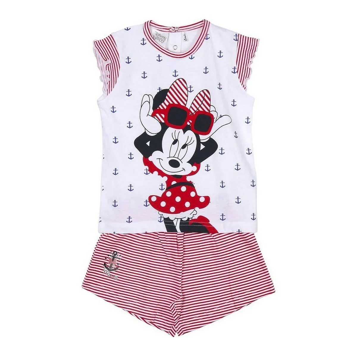 Pigiama Estivo Minnie Mouse Bianco Rosso