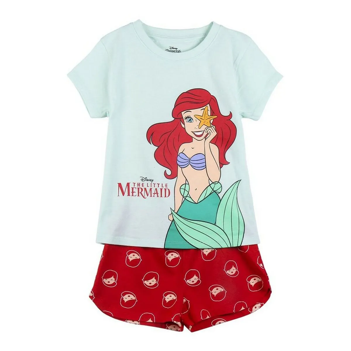 Pigiama Estivo Princesses Disney Rosso Verde Verde Chiaro