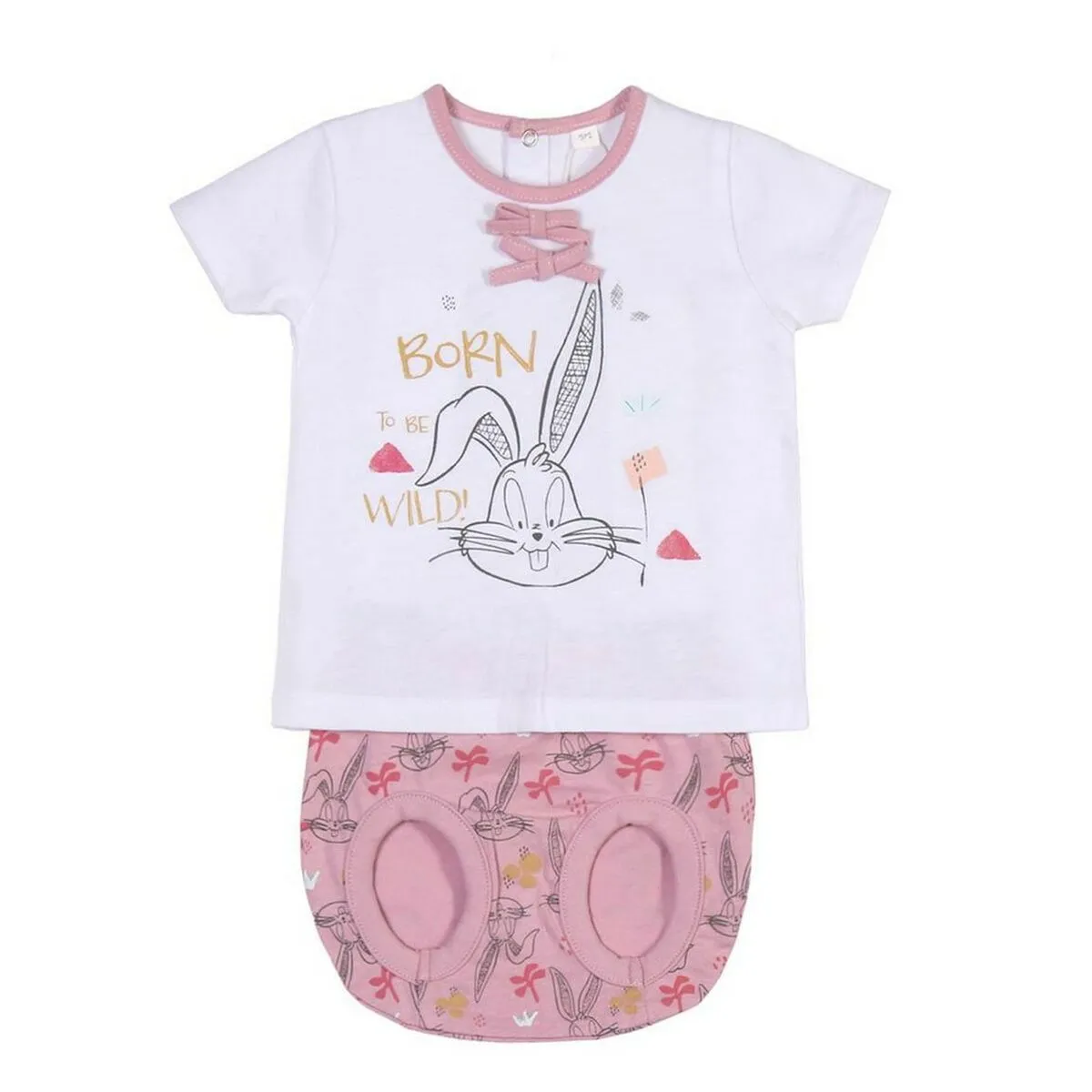 Set di Indumenti Looney Tunes Neonato Bianco Rosa