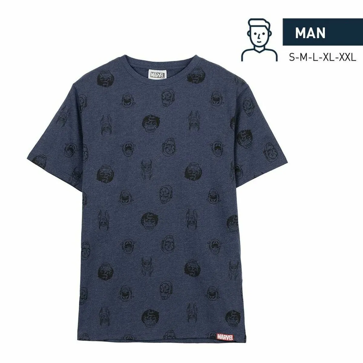 Maglia a Maniche Corte Uomo Marvel Blu scuro