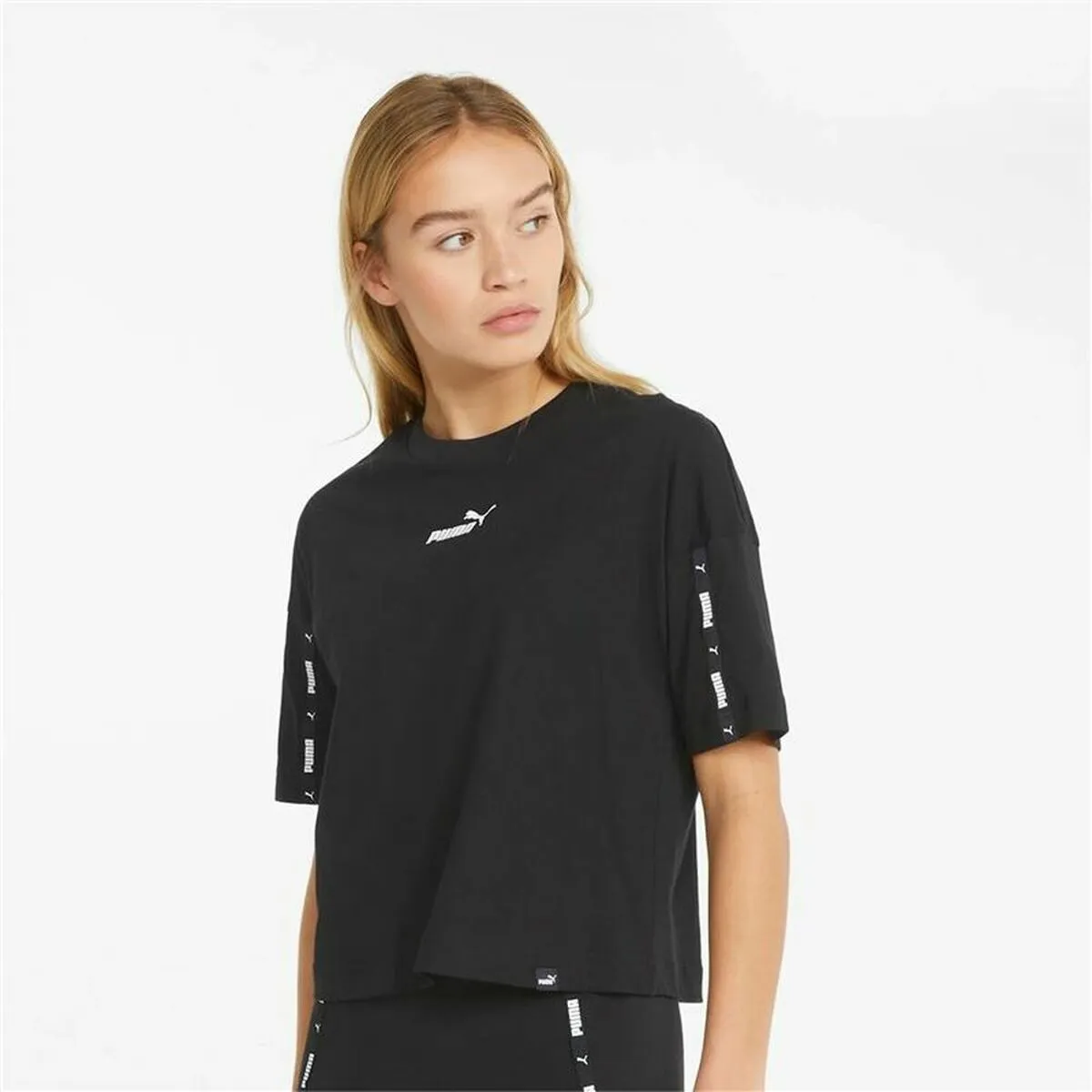 Maglia a Maniche Corte Donna Puma  Tape Crop  Nero