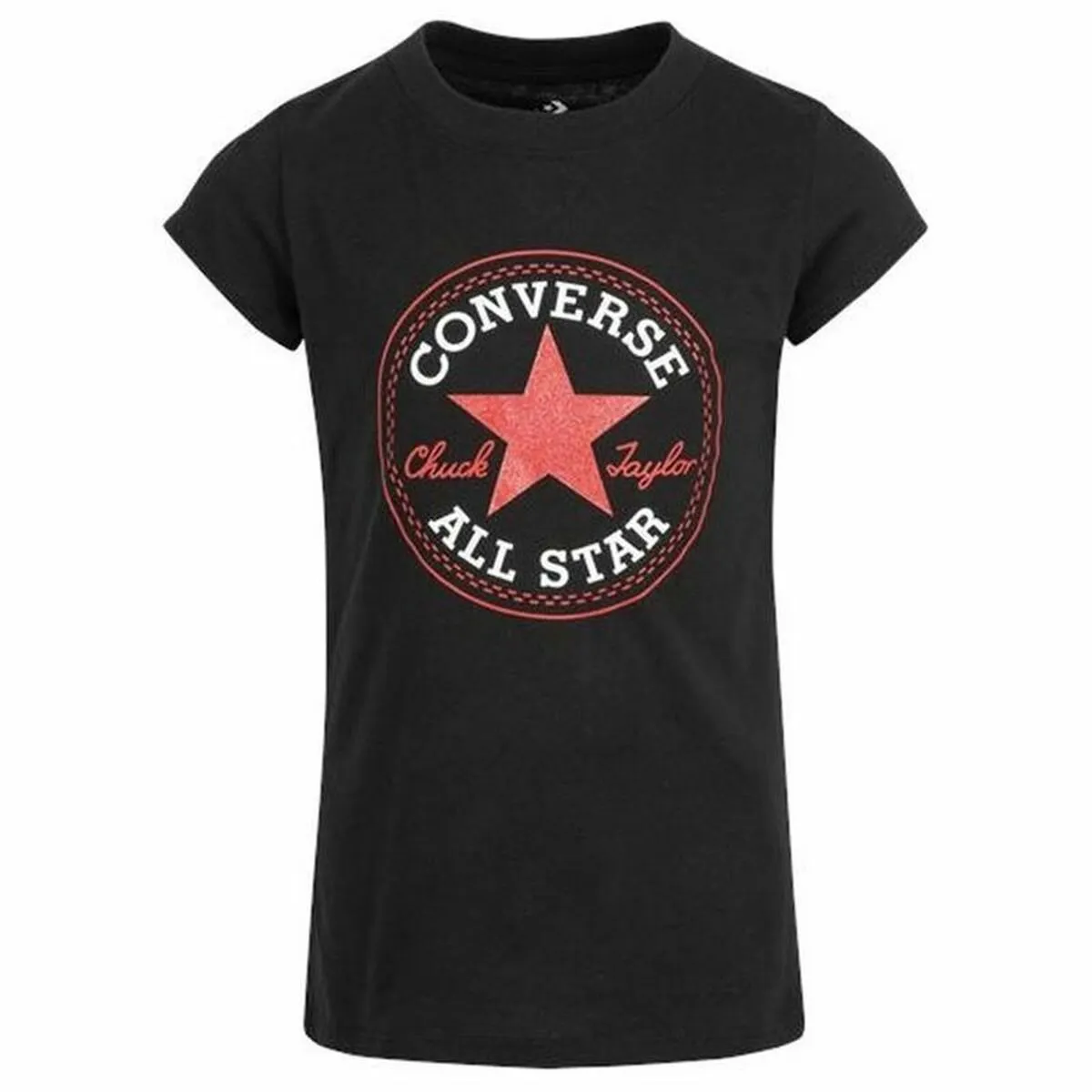 Maglia a Maniche Corte per Bambini Converse Timeless Patch Nero