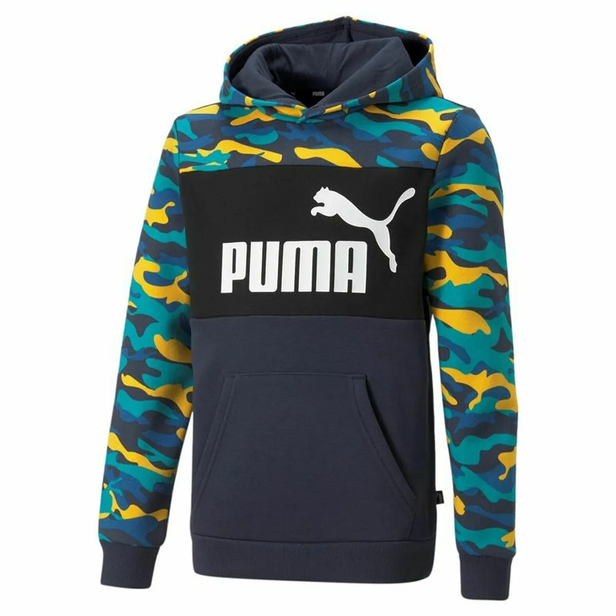 Felpa con Cappuccio Bambino Puma Essentials Multicolore Mimetico