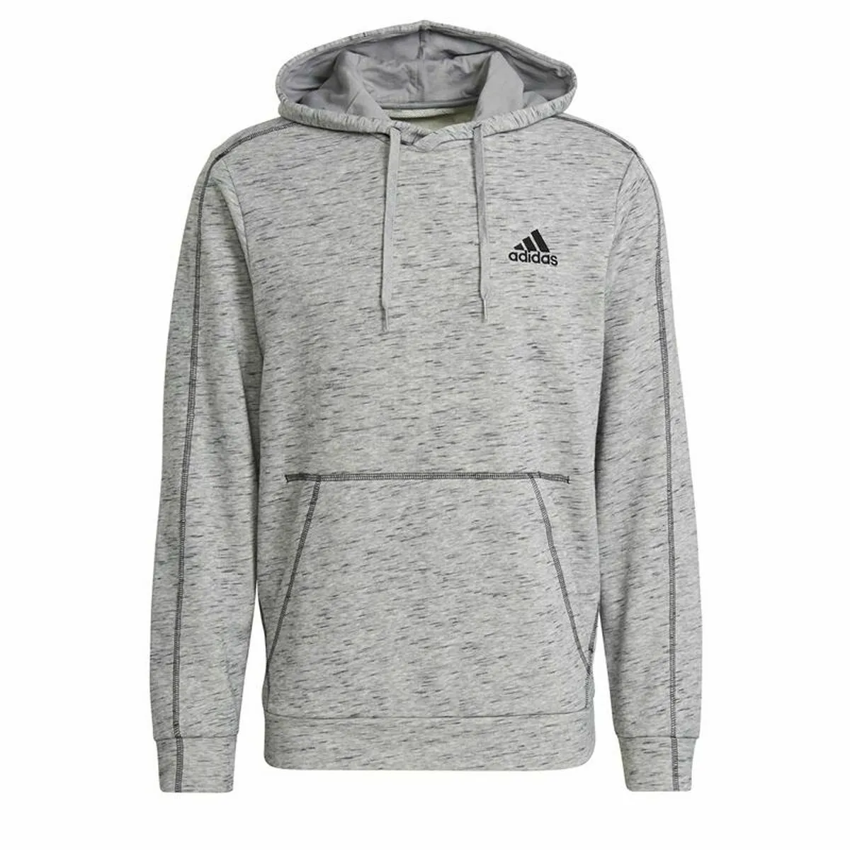 Felpa con Cappuccio Uomo Adidas Essentials Mélange Embroidered Grigio chiaro