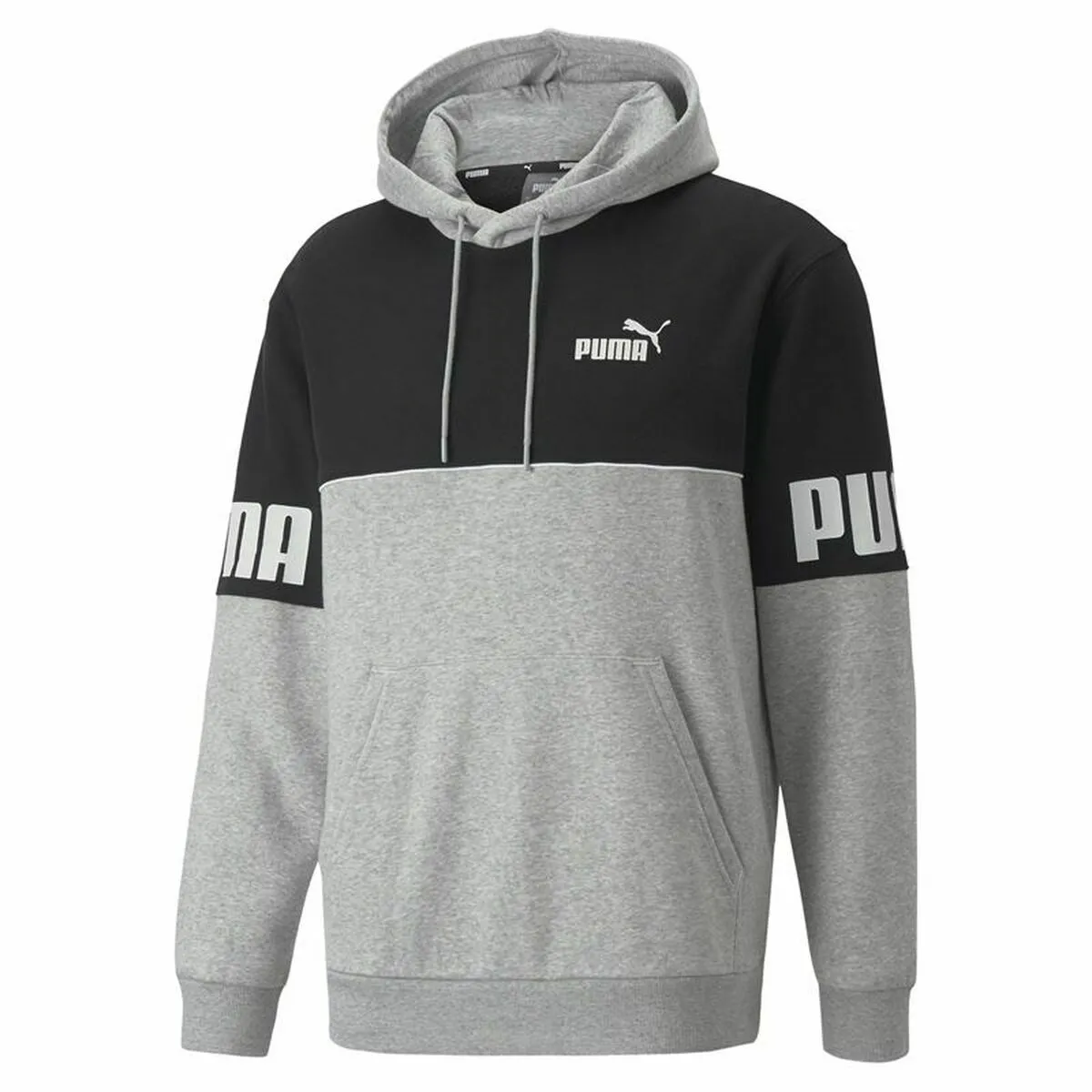 Felpa con Cappuccio Uomo Puma Power Colorblock Grigio