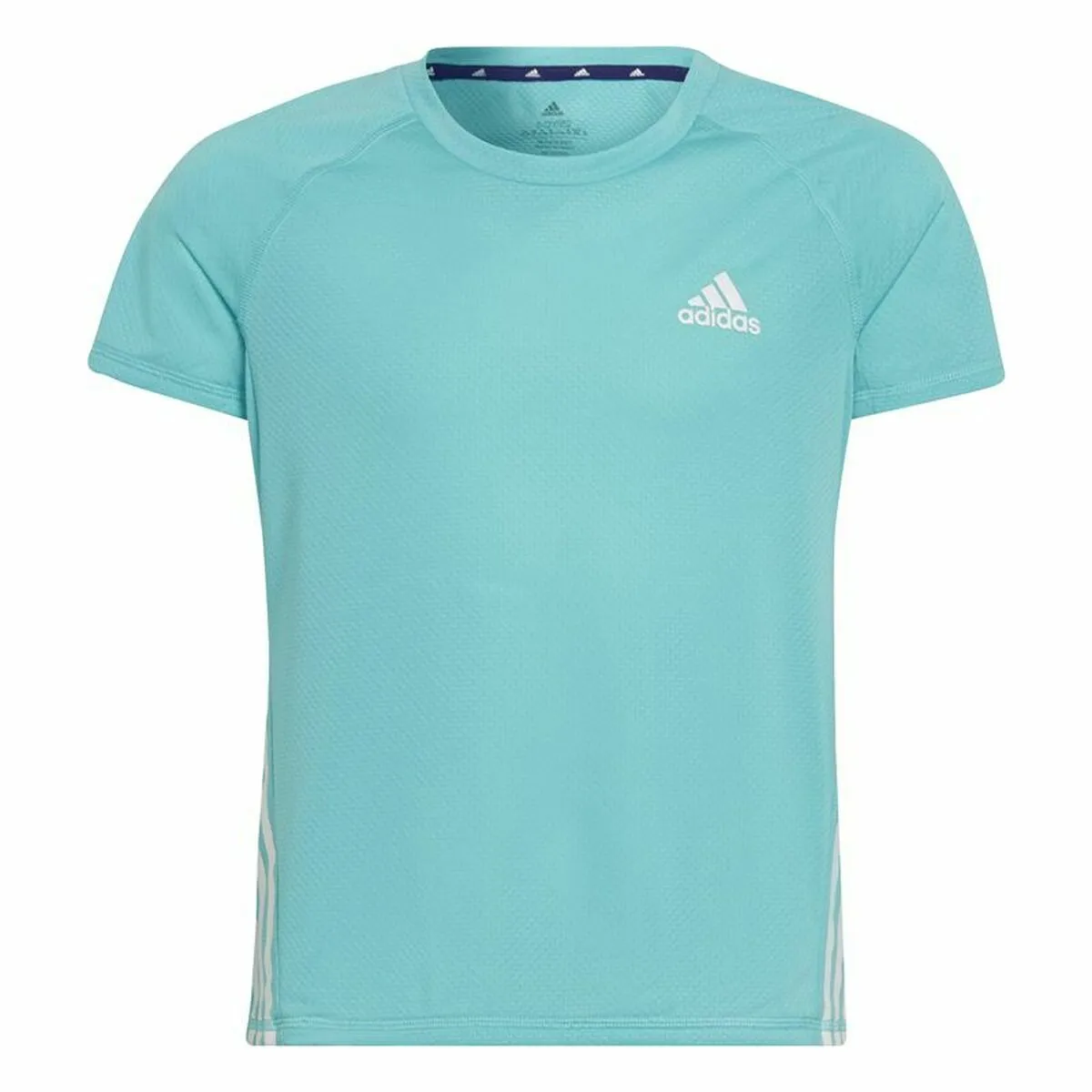 Maglia a Maniche Corte per Bambini Adidas Aeroready Three Stripes Acquamarina