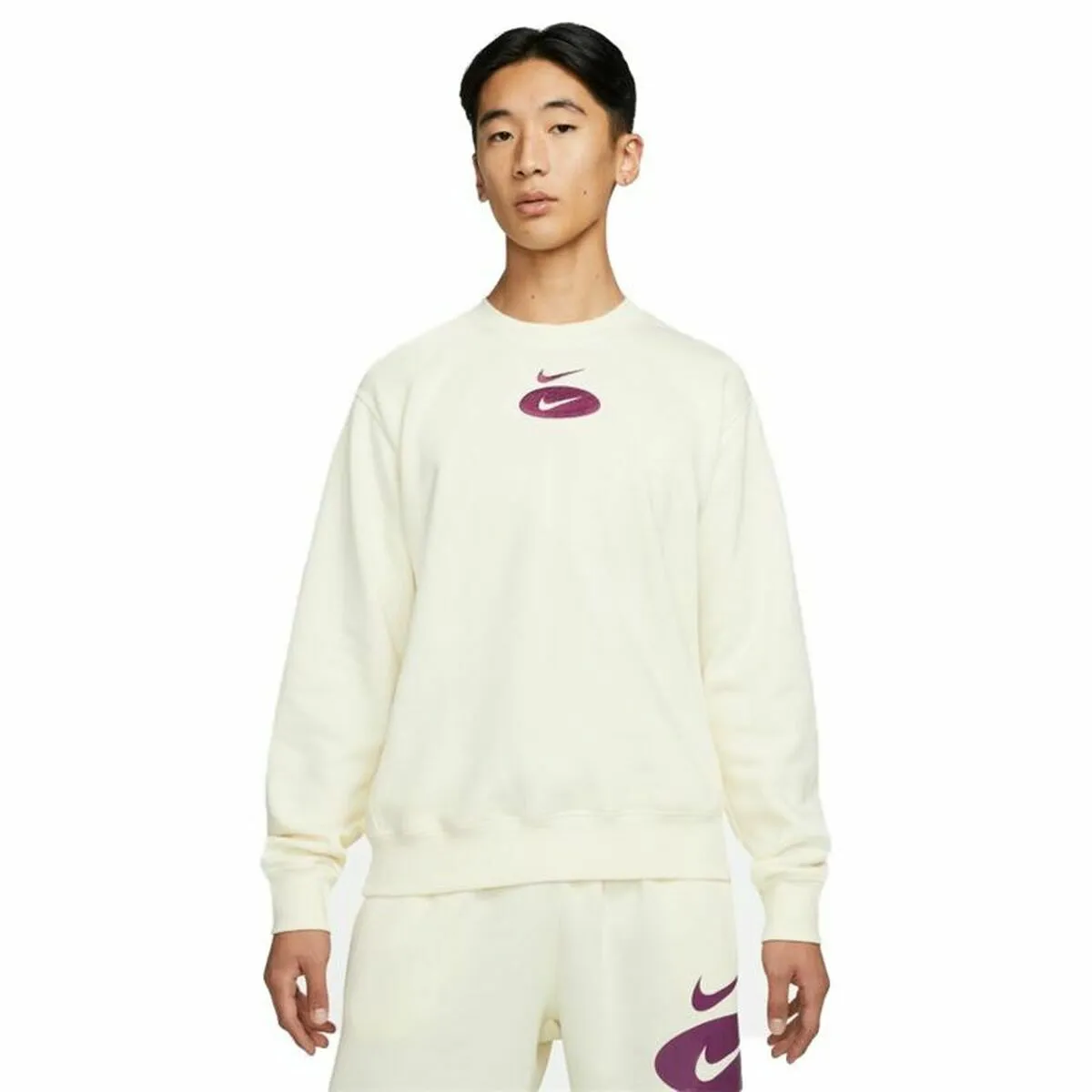 Felpa senza Cappuccio Uomo Nike Swoosh League Bianco