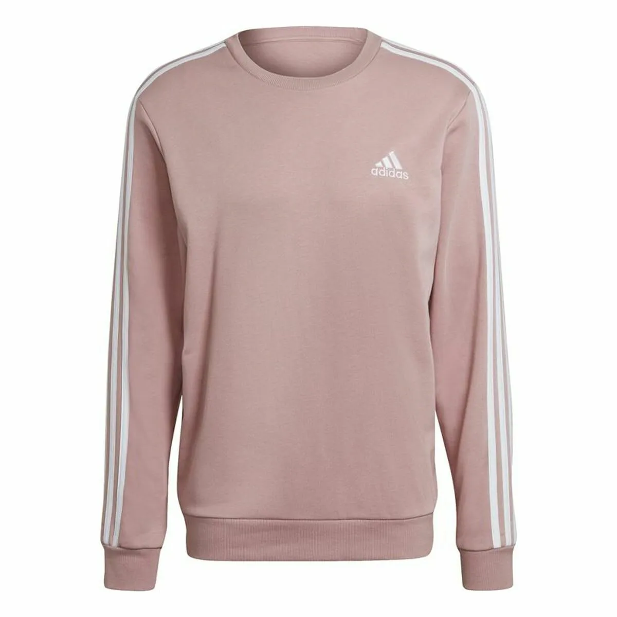 Felpa senza Cappuccio Uomo Adidas Essentials French Terry 3 Stripes Rosa