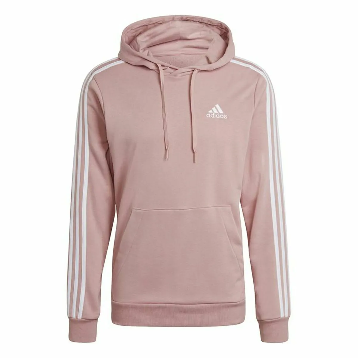 Felpa con Cappuccio Uomo Adidas Essentials Wonder Mauve 3 Stripes Rosa