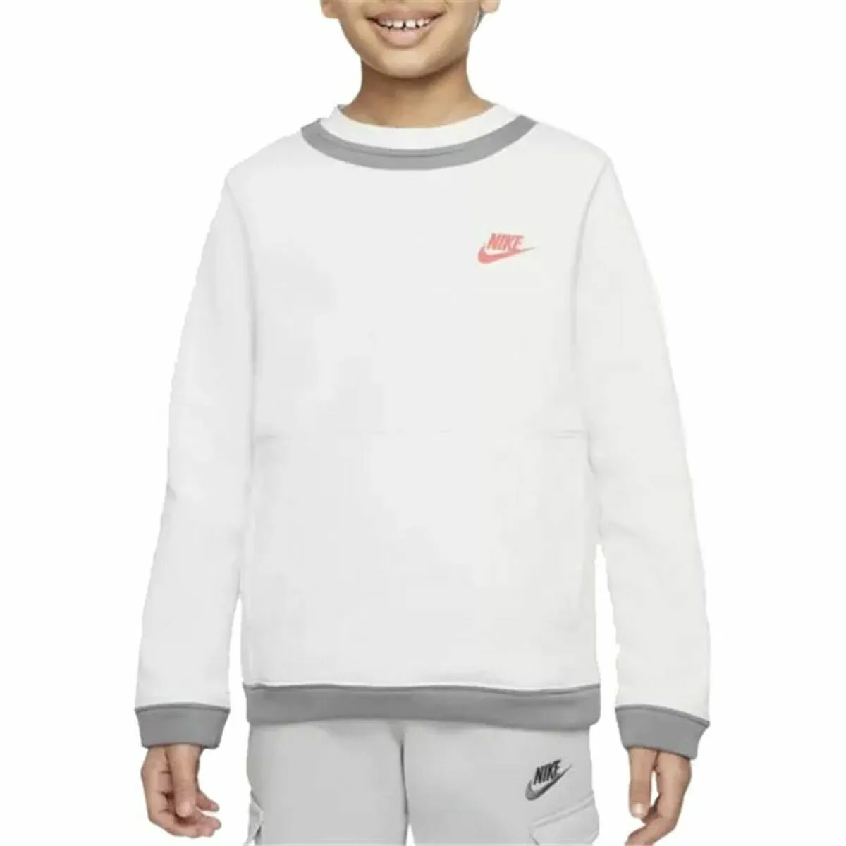 Felpa senza Cappuccio Bambino Nike Amplify  Bianco