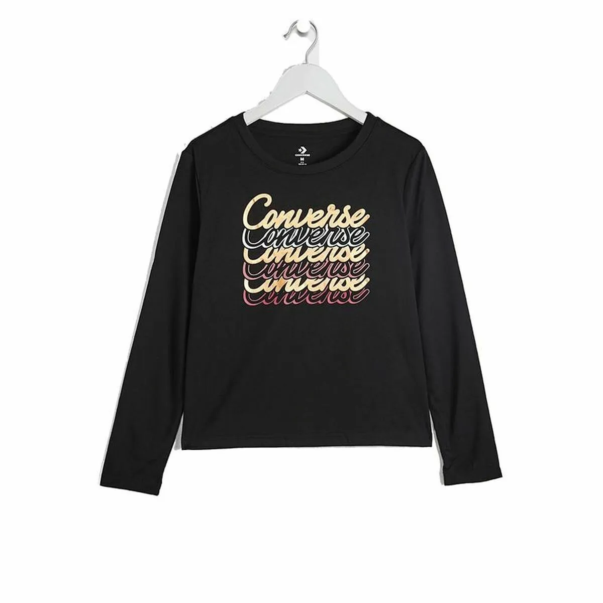 Felpa senza Cappuccio da Bambina Converse Shine Graphic Boxy Nero