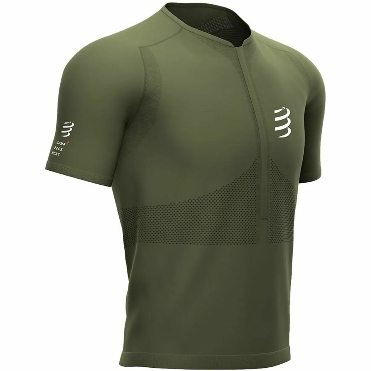 Maglia a Maniche Corte Uomo Compressport Oliva