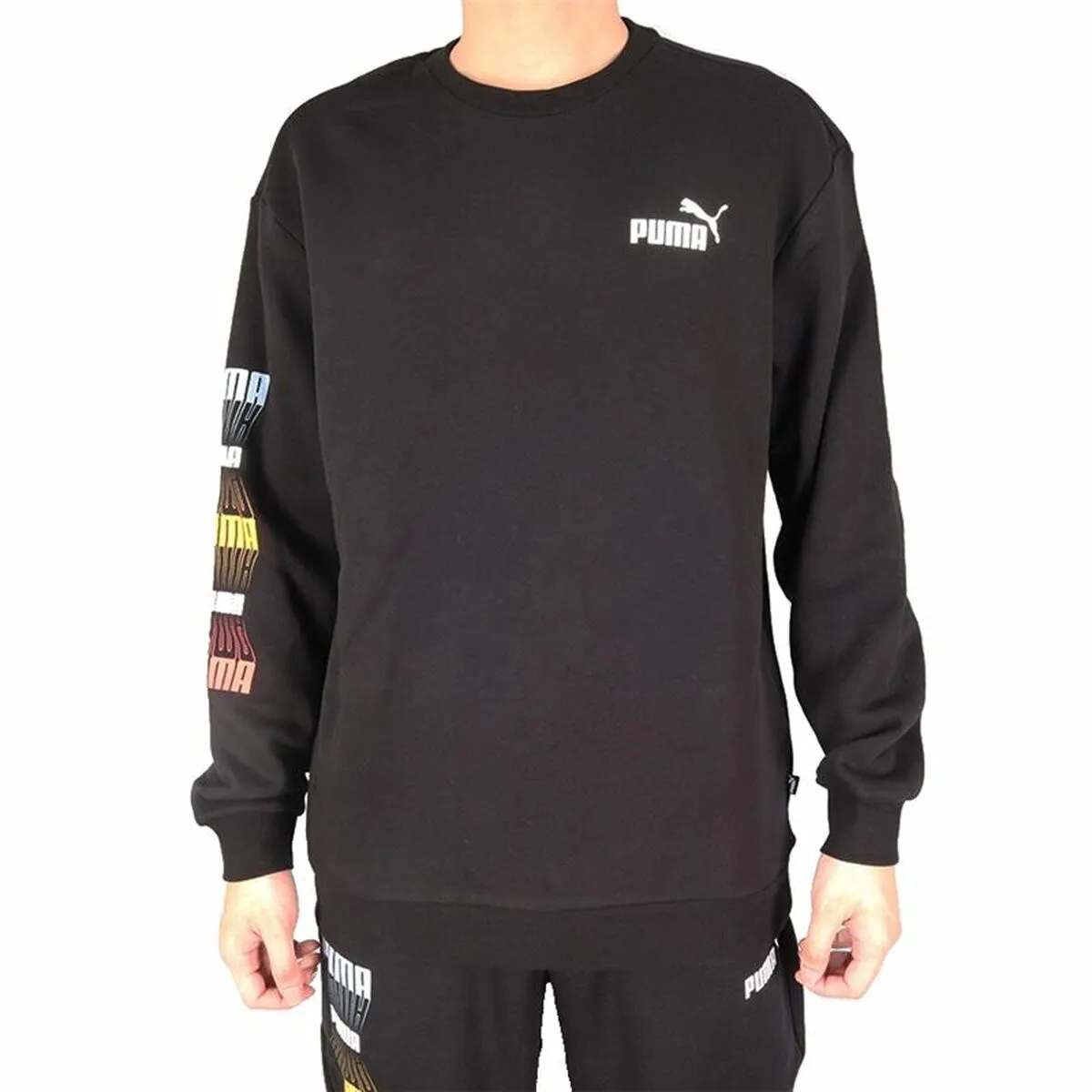 Felpa senza Cappuccio Uomo Puma Repeat Graphic Crew Nero