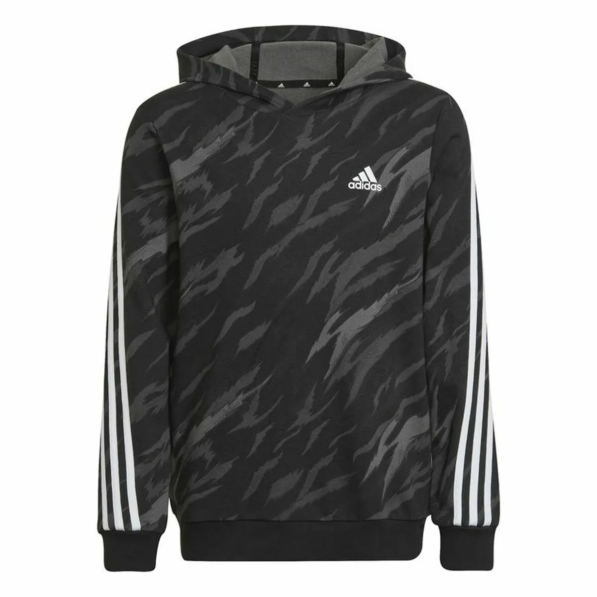 Felpa con Cappuccio Bambino Adidas 3 Stripes Nero