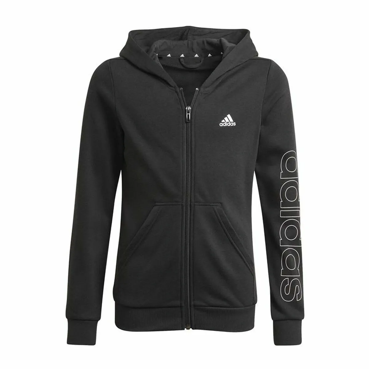 Giacca Sportiva da Bambini Adidas Essentials Full-Zip Nero