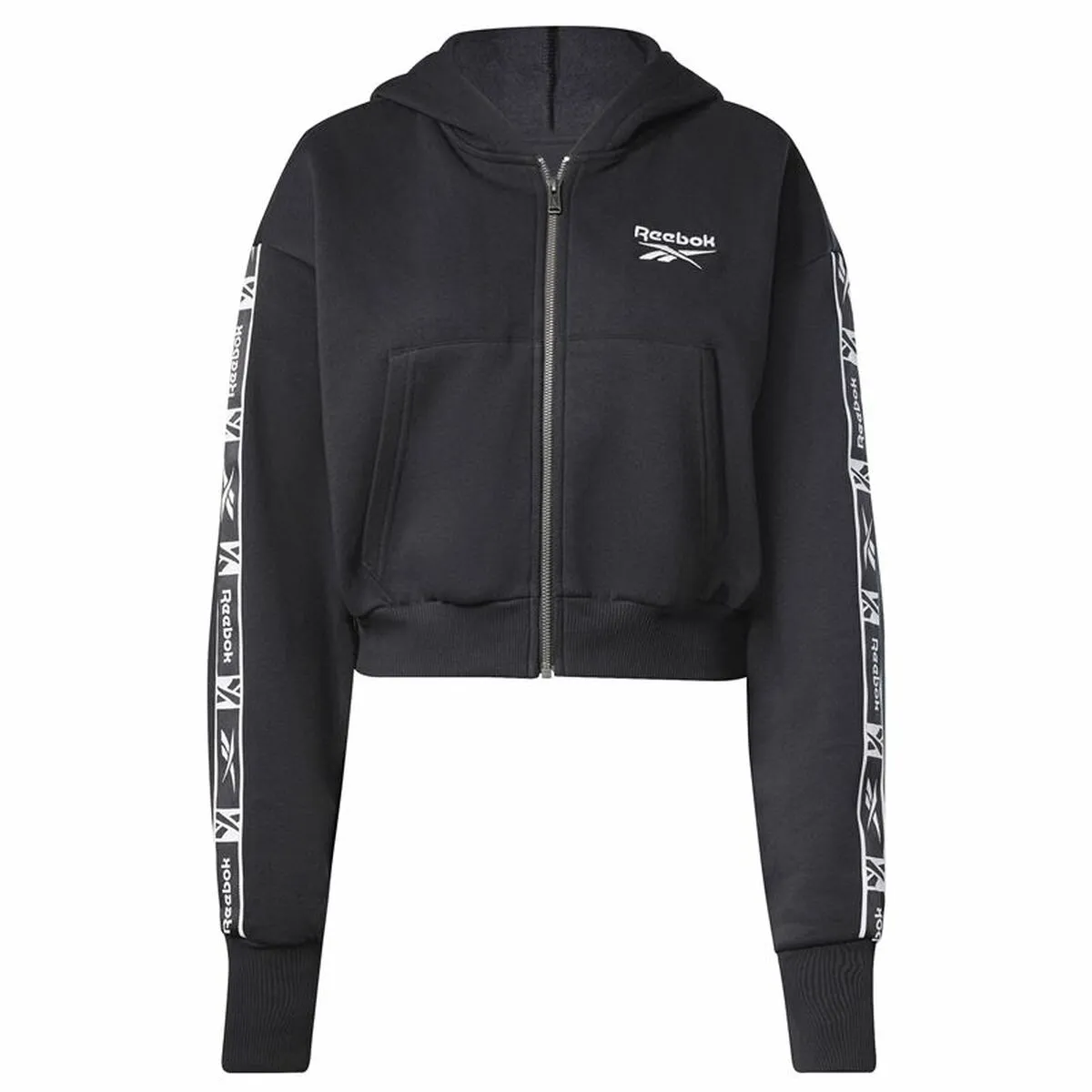 Giacca Sportiva da Donna Reebok Tape Pack Full Zip Nero