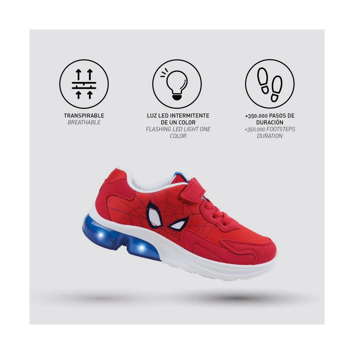 Scarpe Sportive con LED Spider-Man Rosso