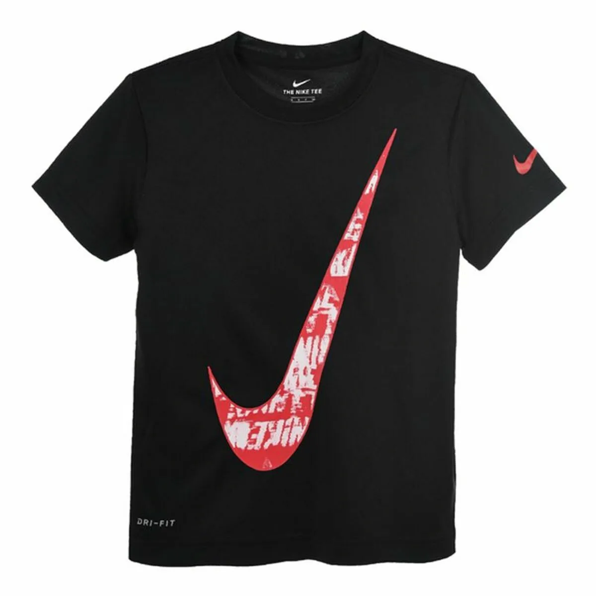 Maglia a Maniche Corte per Bambini Nike Texture Swoosh Nero