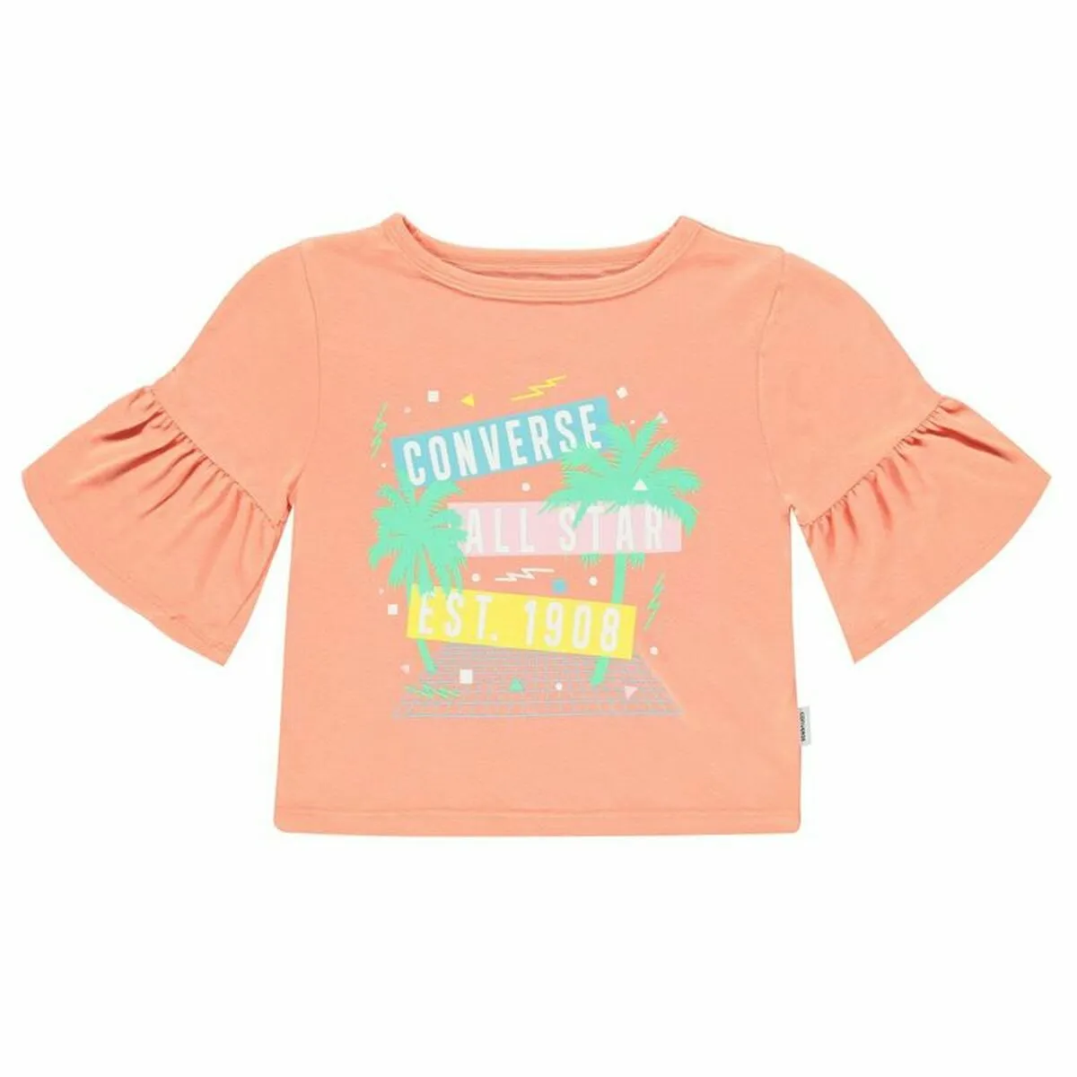 Maglia a Maniche Corte per Bambini Converse  Ruffle  Salmone