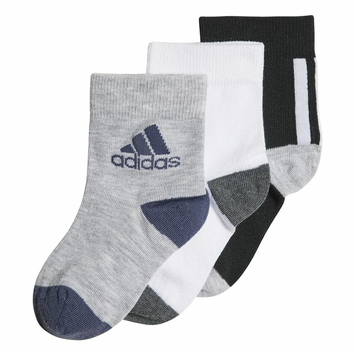 Calzini Adidas Nero Grigio Bianco 3 paia