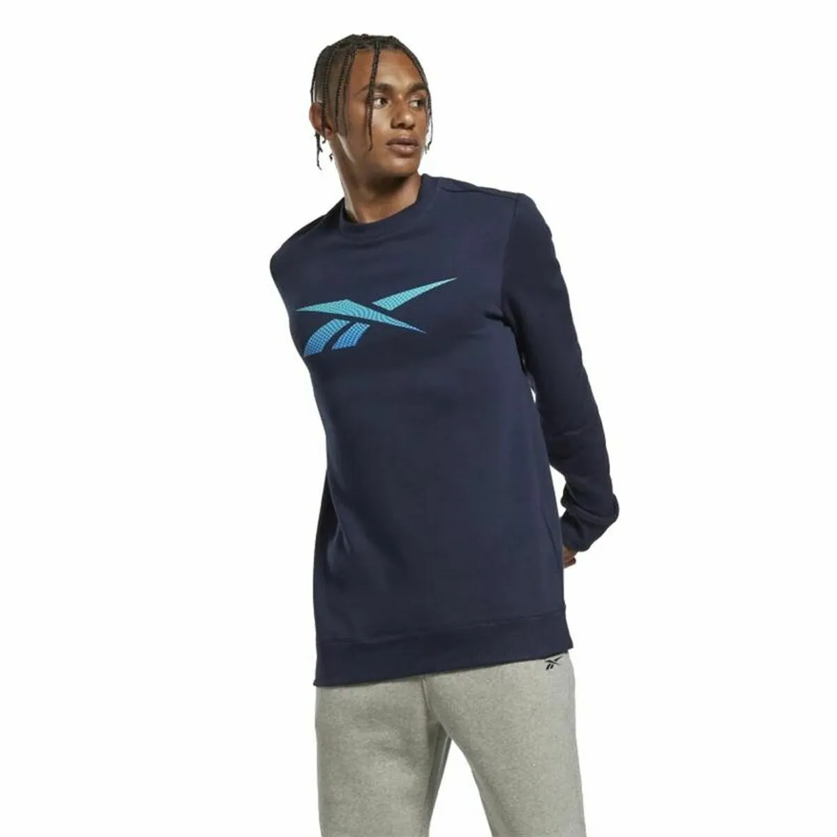 Felpa senza Cappuccio Uomo Reebok Identity Fleece Crew Blu scuro