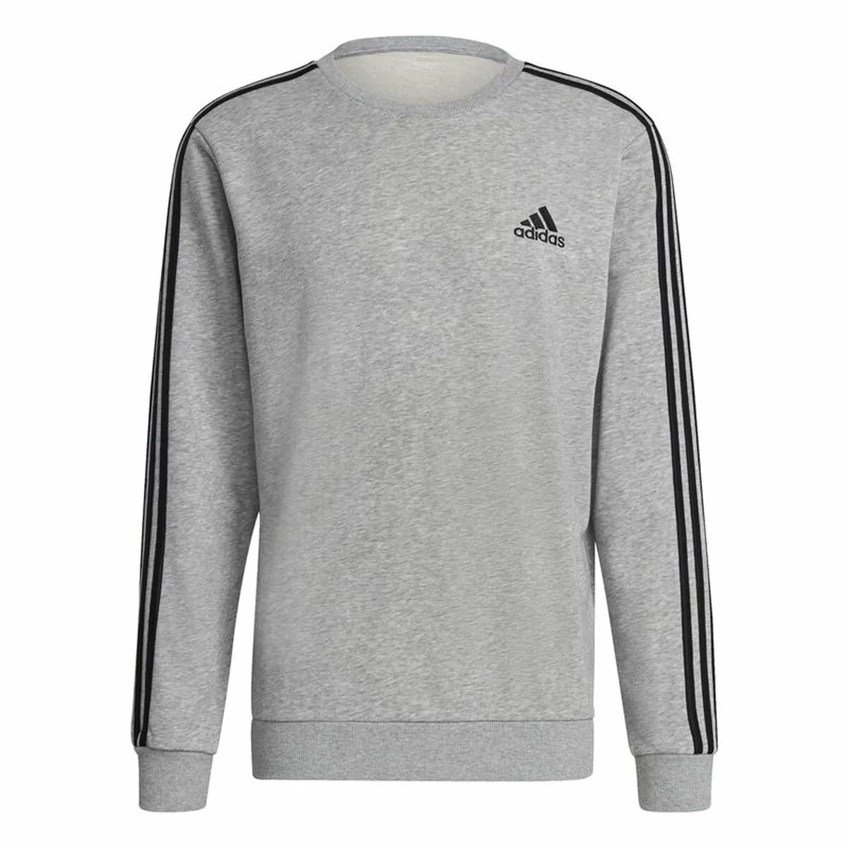 Felpa senza Cappuccio Uomo Adidas Essentials French Terry 3 Stripes Grigio