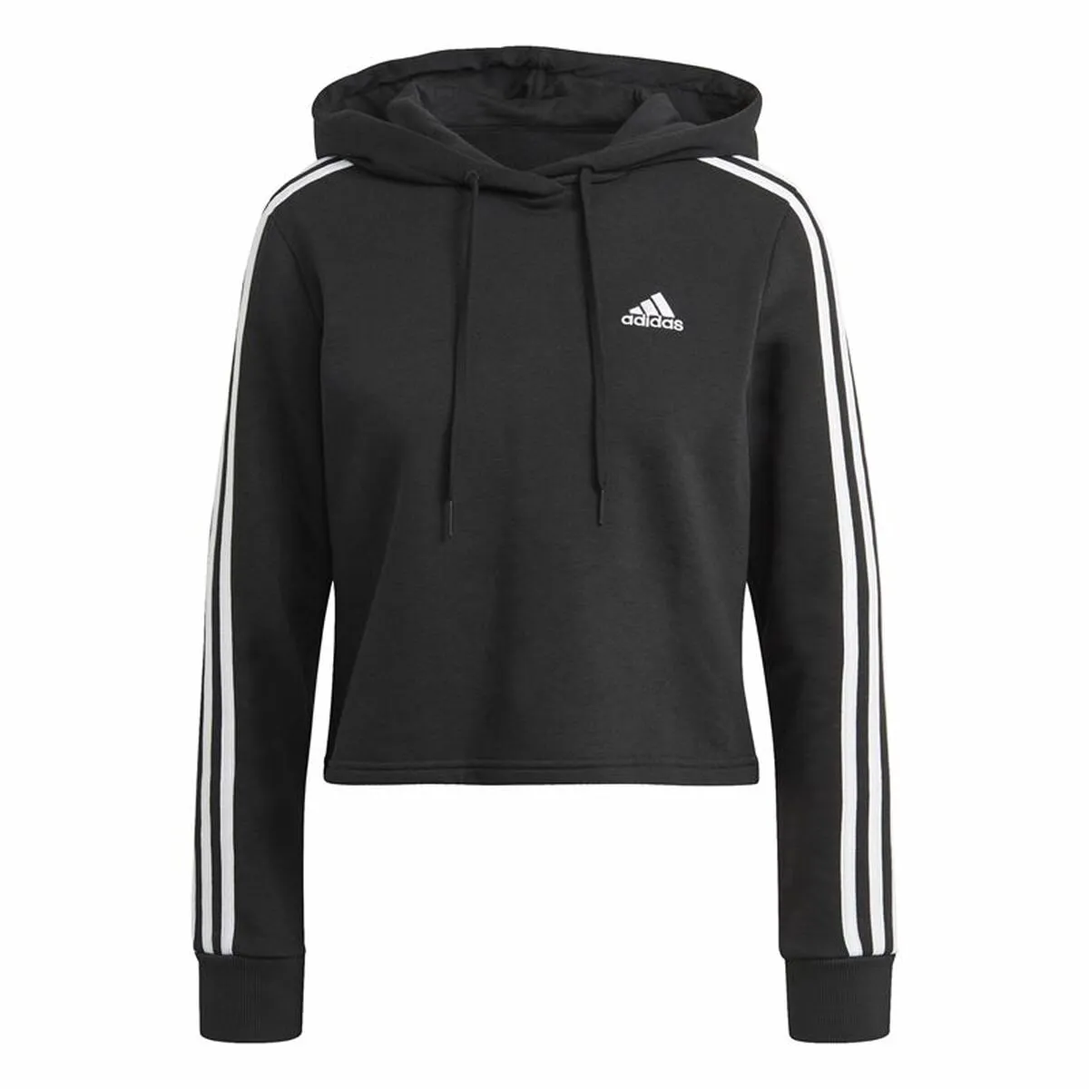 Felpa con Cappuccio Donna Adidas Essentials 3 Stripes Nero