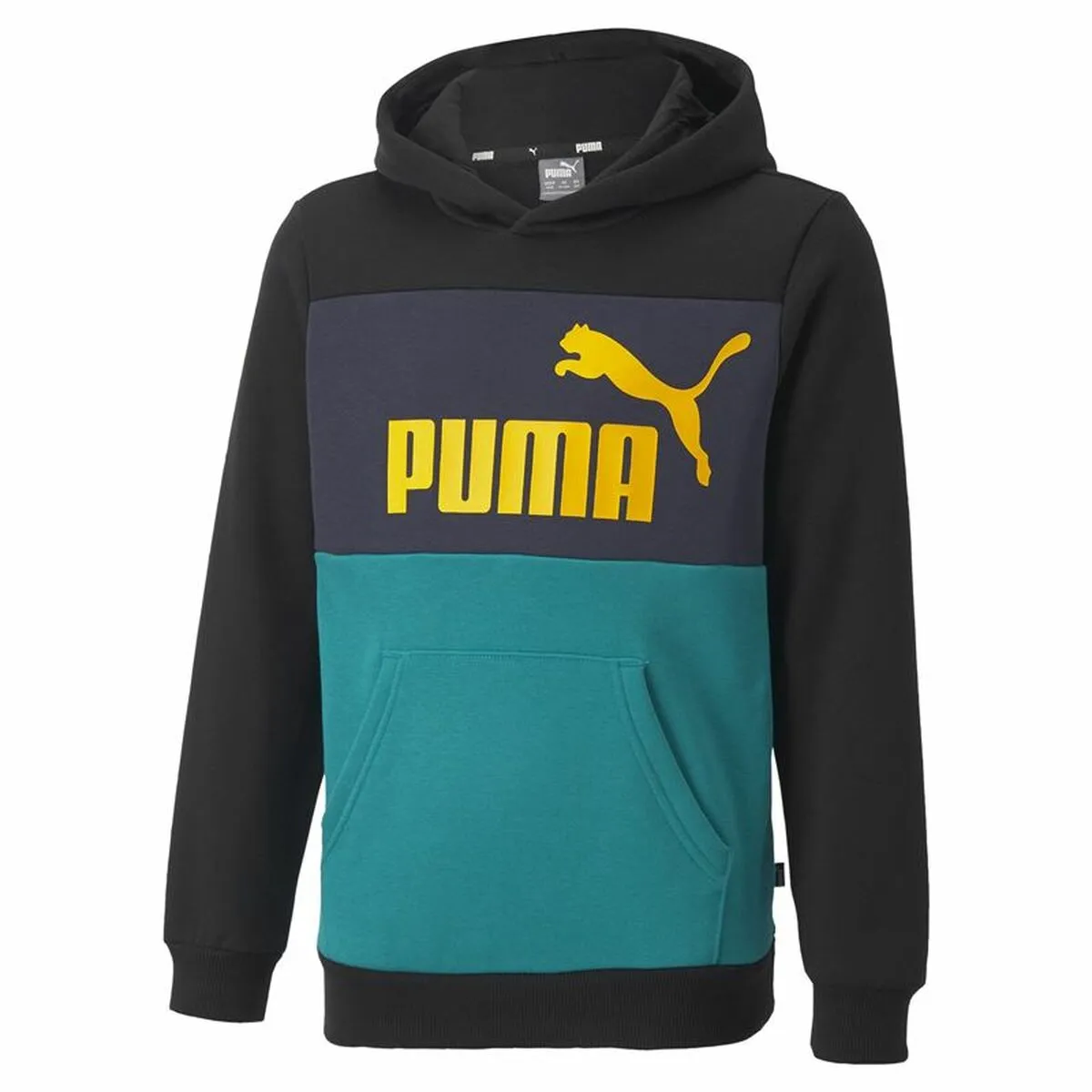 Felpa con Cappuccio Bambino Puma Essentials+ Colourblock Youth Nero