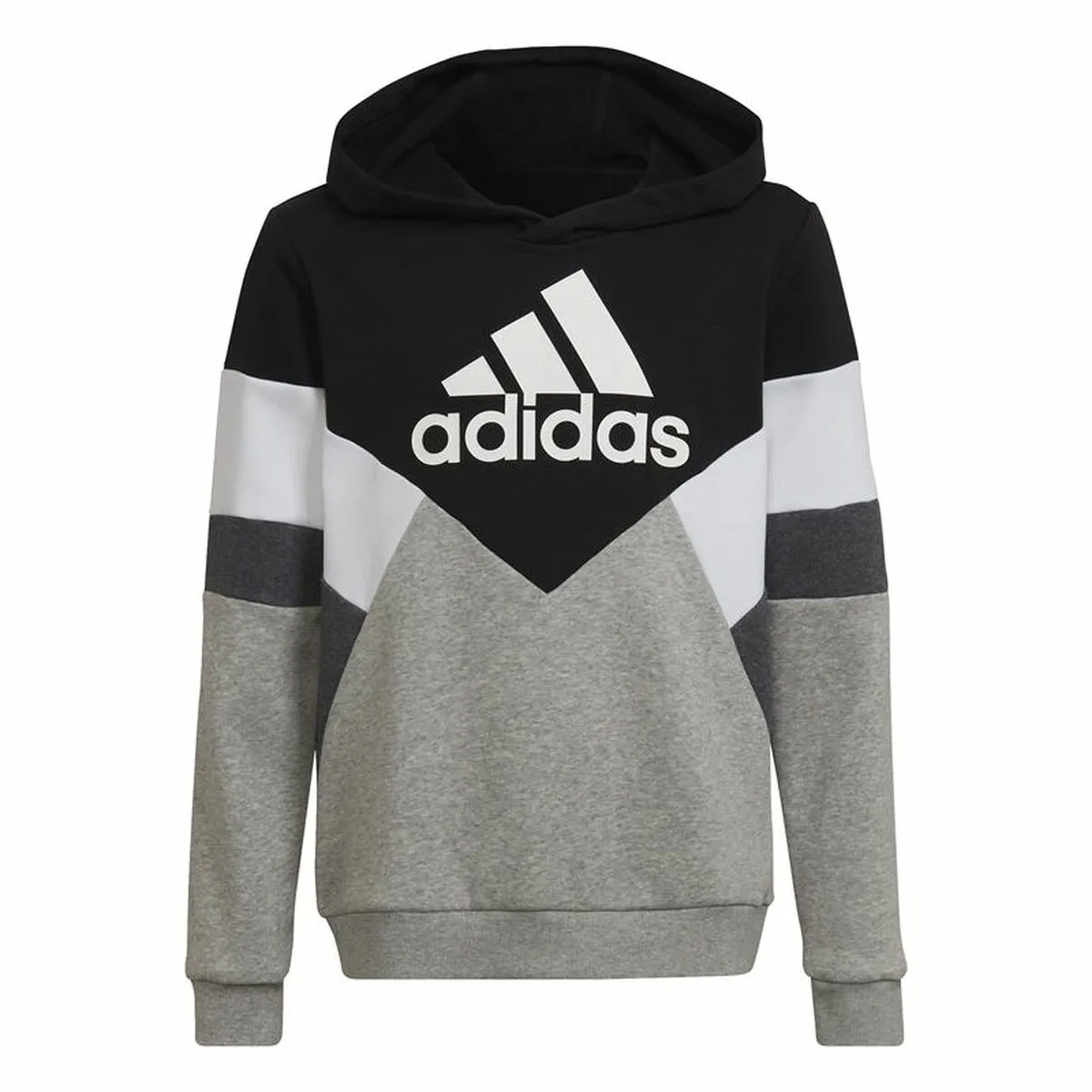 Felpa con Cappuccio Bambino Adidas Colorblock Fleece Nero Grigio